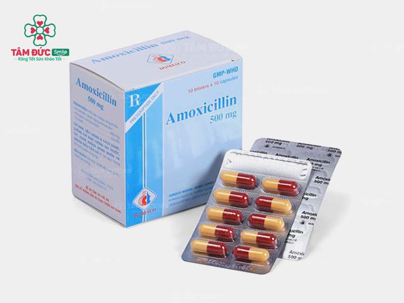 &nbsp;Thuốc kháng sinh Amoxicillin được sử dụng trong điều trị viêm lợi sưng má